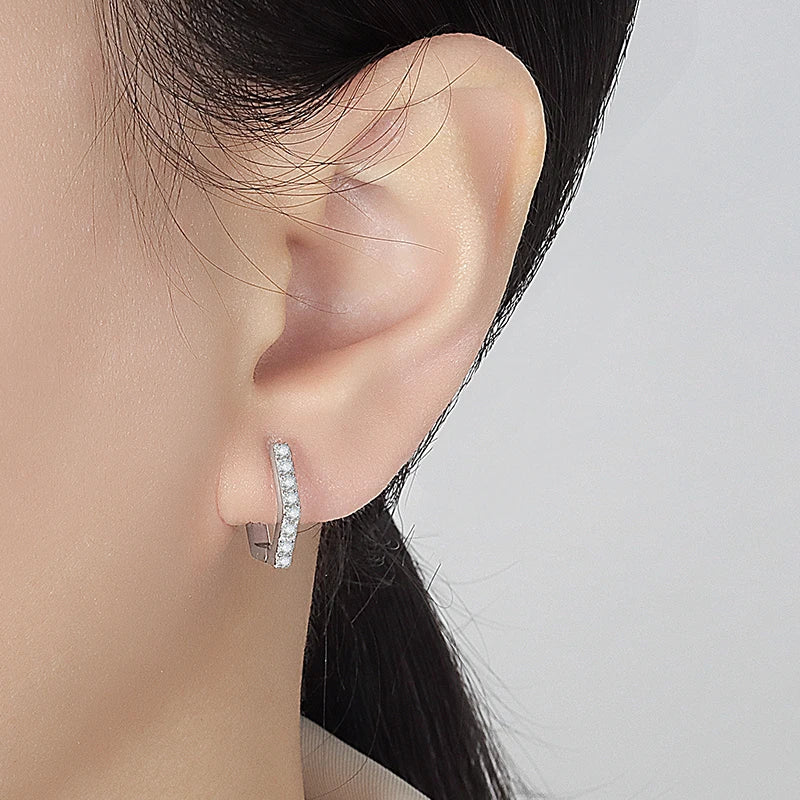 PERFANY All Moissanite Hoop Earrings for Women S925 Pure Silver Hexagonal Design Laboratory Diamond Fashion Luxury Jewelry - Madeinsea©