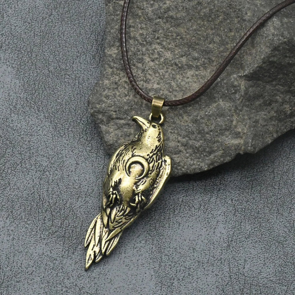 Bird Rune Norse Raven series Viking Wiccan woman Moon Phase Crow Bird Runes pend