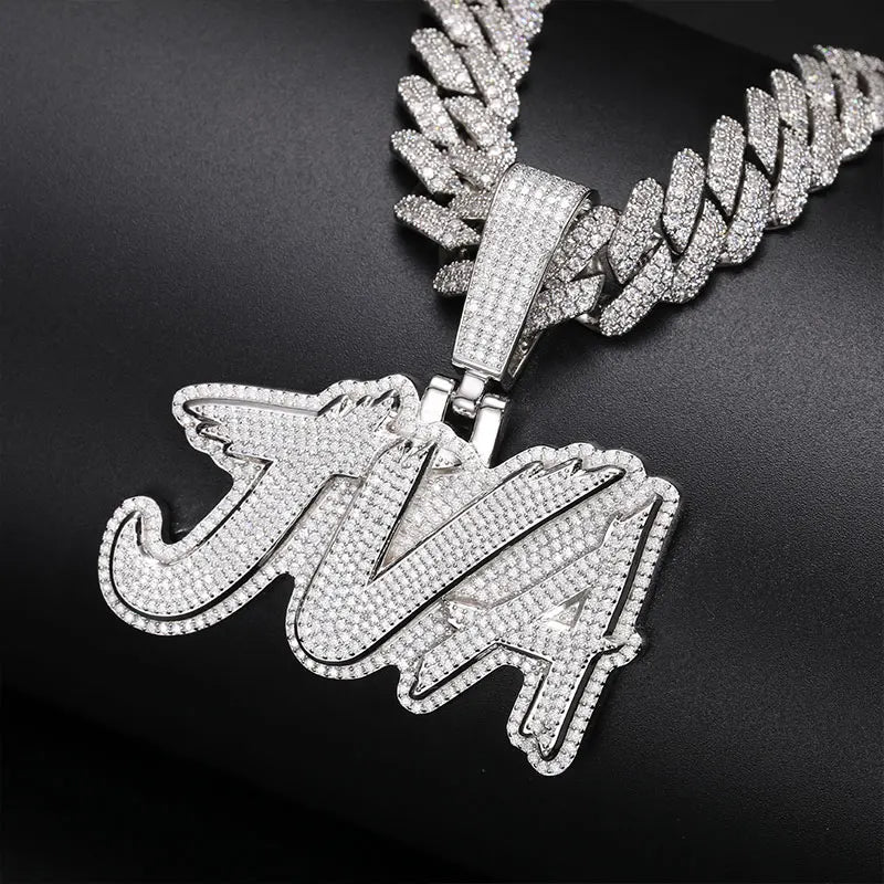 High Quality Unisex Styles Letter Pendant Silver 925 Moissanite Iced Out Custom Name Necklace For Men Hip Hop Jewelry Gifts