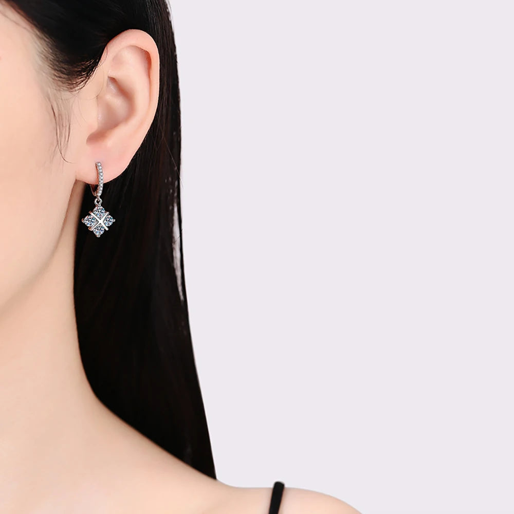 Serenity 2.4cttw D Color 4mm Full Moissanite Earrings For Women 100% S925 Sterling Silver Plated 18K Drop Earrings Fine Jewelry - Madeinsea©
