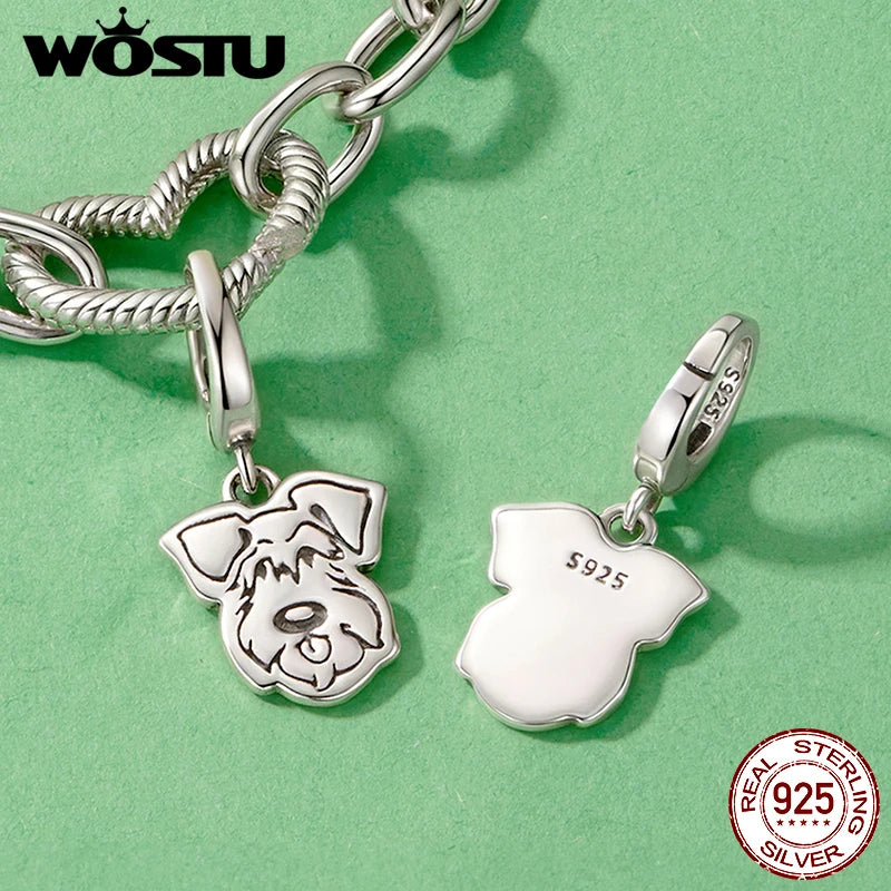 WOSTU Breloques en argent sterling 925 représentant un chien - Pendentif mignon avec fermoir animal - Idéal pour la création de bracelets et colliers - Cadeau parfait pour les amoureux des animaux