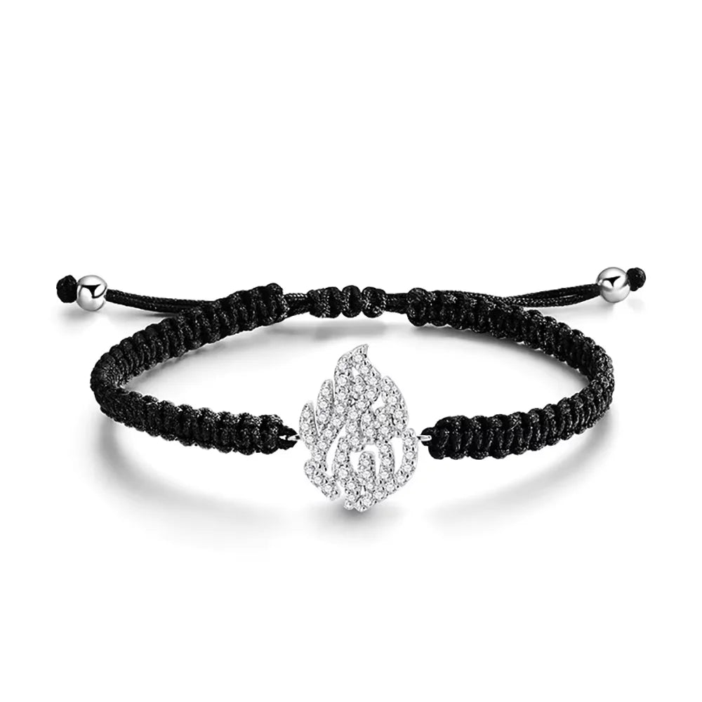 Serenity Fine Braided-rope Moissanite Bracelet Women Men 100% S925 Sterling Silver Fire Shape Bracelet Adjustable Chain Jewelry - Madeinsea©