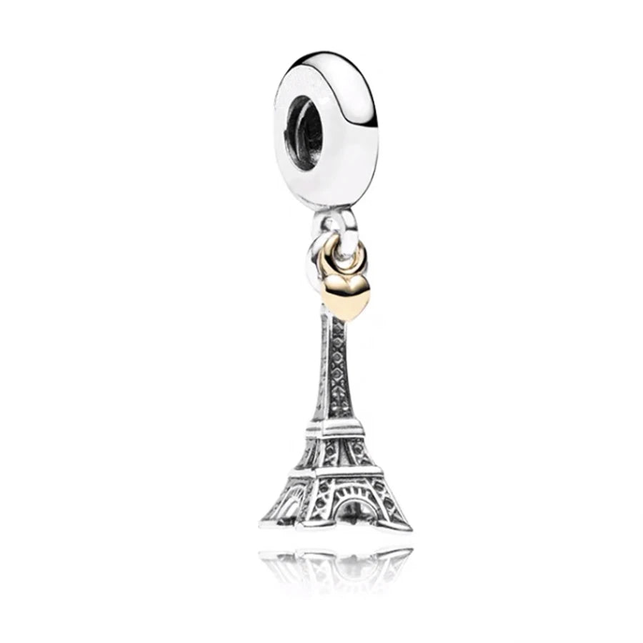 Fine Paris Eiffel Tower Statue of Liberty Dangle Charms Beads Fit Original 925 Sterling Silver Bracelet DIY Fashion Jewelry Gift