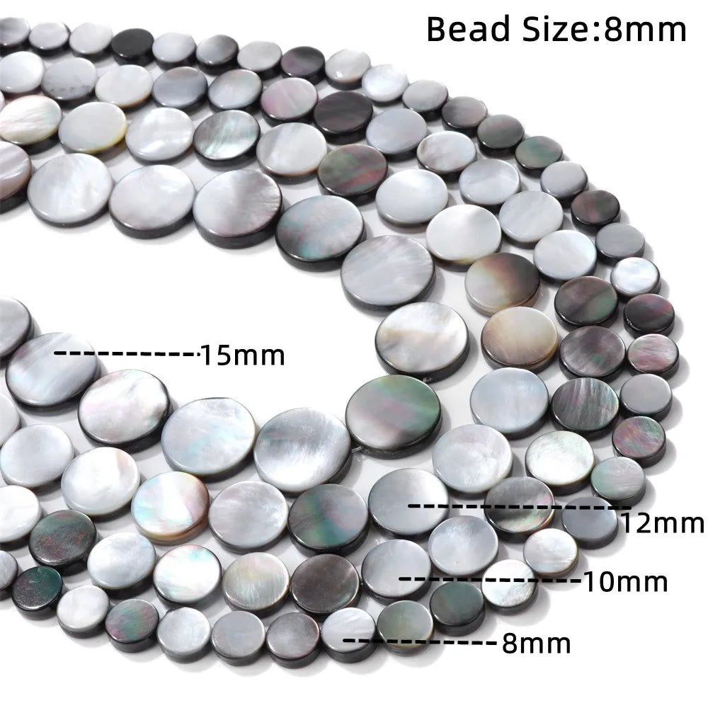 High Quality Natural Shell Beads Grey Mother of Pearl Heart Square Round Spacer Beads For Jewelry Making DIY Bracelet Handmade
