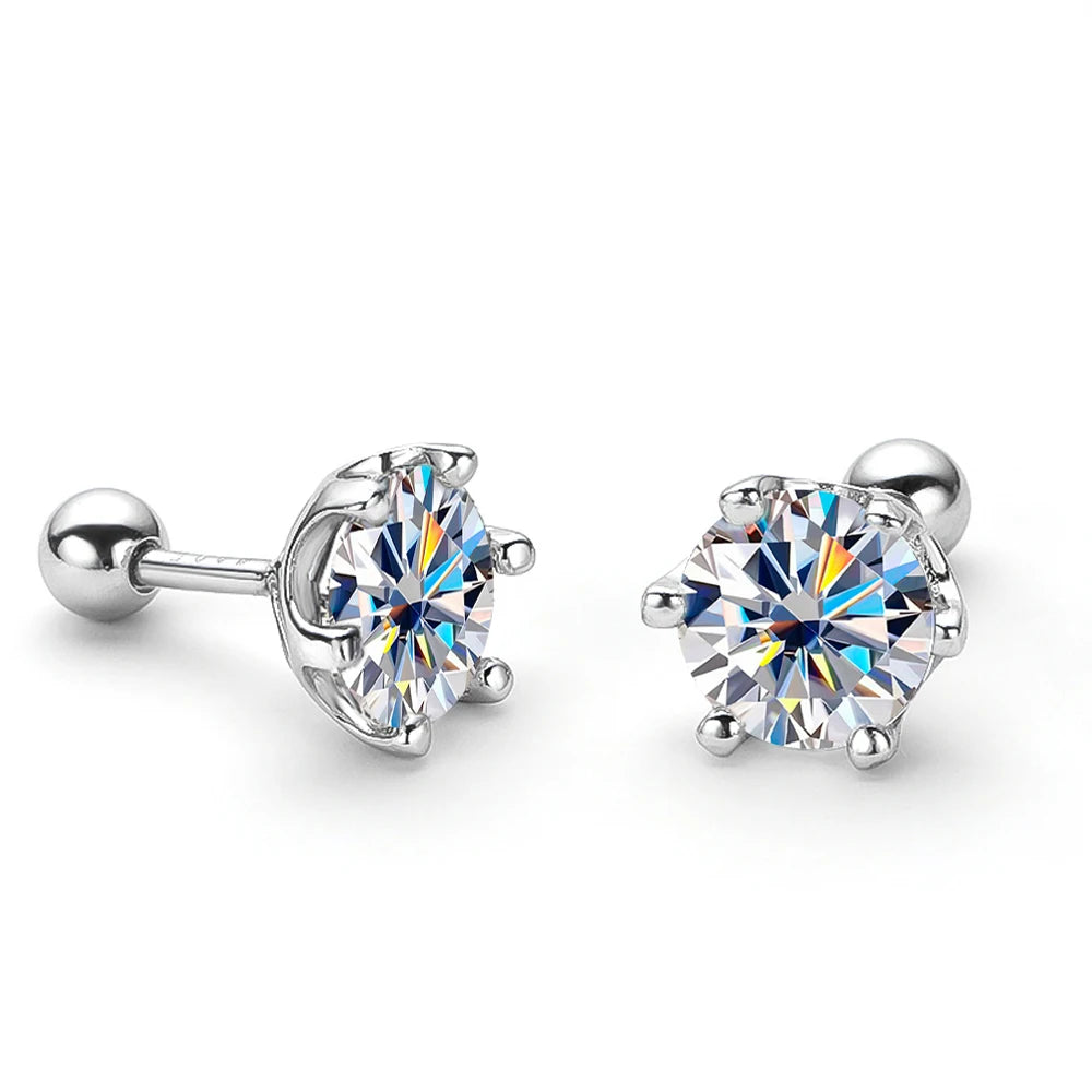 Serenity 0.5-2ct D VVS1 Moissanite Screw Earrings for Women Wedding Bridal 100% S925 Sterling Silver Earrings Anniversary Gift - Madeinsea©