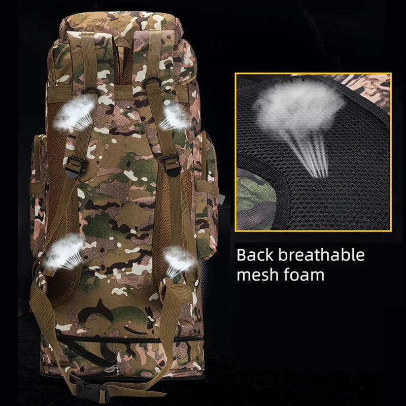 100L Outdoor Camping Backpack Hiking Bag Men's Large Capacity Storage Bag Multifunctional Back Travel Outdoor Sport Climbing Bag