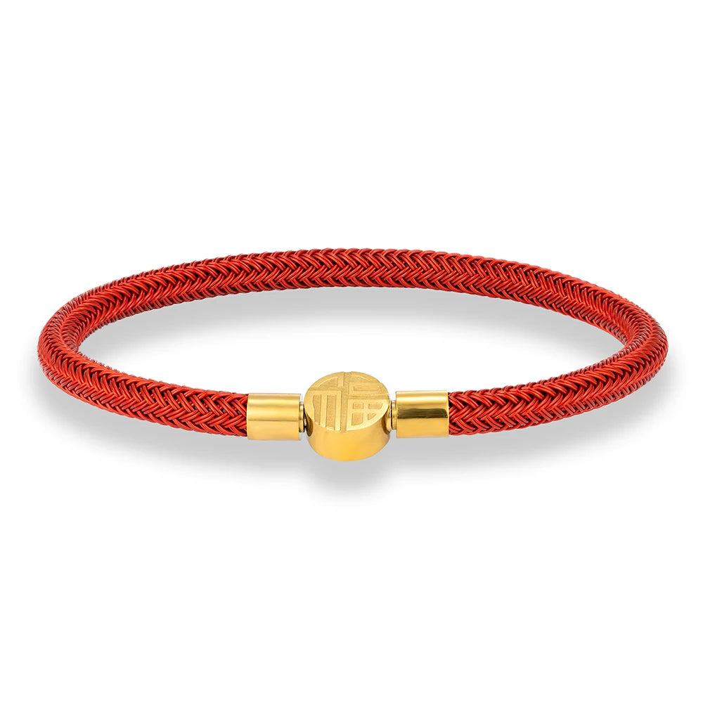 MKENDN Minimalist Non-fading Steel Wire Rope Bracelet Men Women Lucky Red Bracelet 316L Clasp Classic Cuff Charm Bracelet Gifts