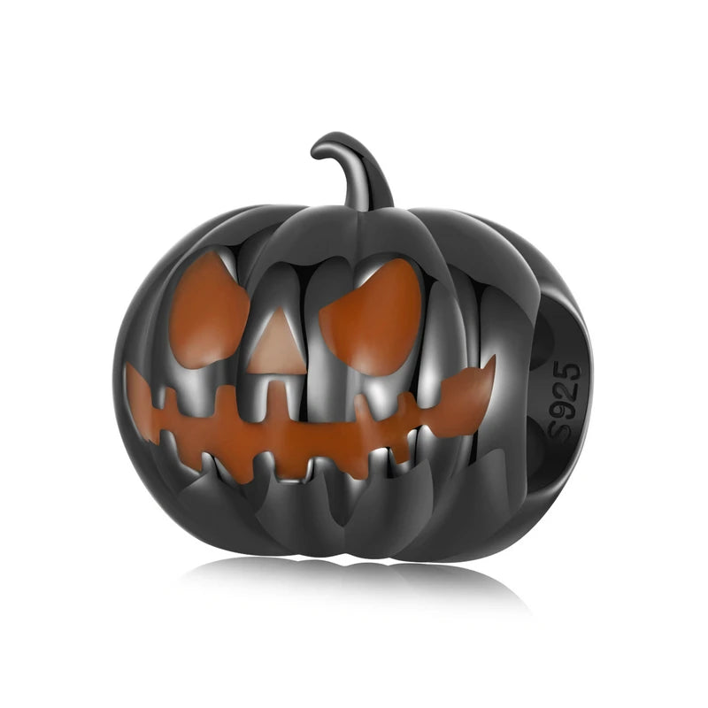 WOSTU 925 sterling silver Luminous Pumpkin Charms Elf Witch Pendant Devil's Eye Skull Beads Fit DIY Bracelet Necklace Halloween
