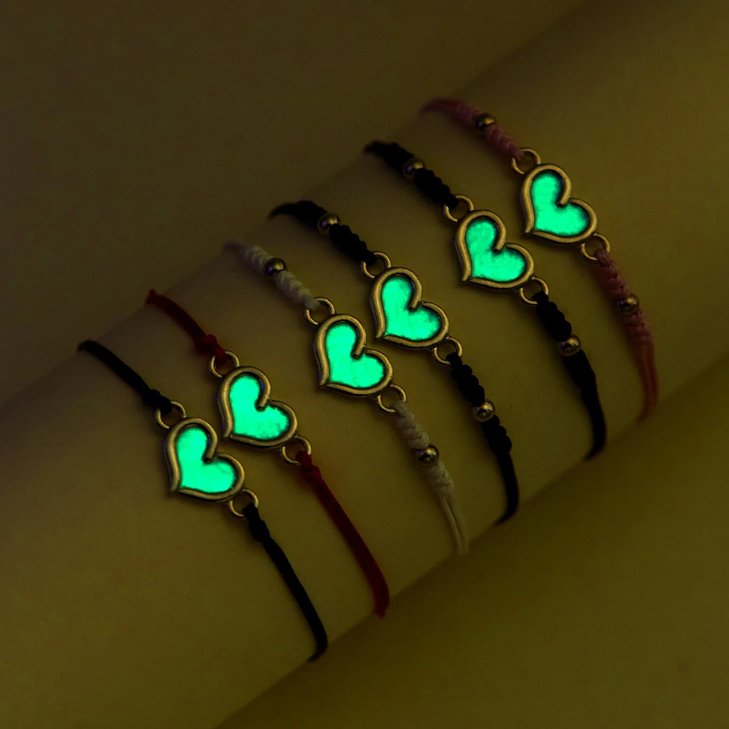 Minimalist Handmade Braided Couple Bracelet for Women Men Romance Luminous Heart Matching Bracelet Trendy Jewelry Gift