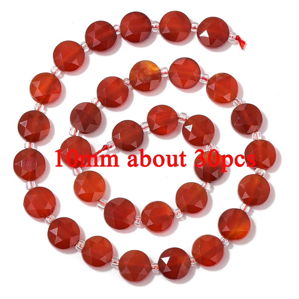Wholesale Natural Red Carnelian Stone Bead Round Rondelle Coin Agat Loose Spacer Beads For Jewelry Making Bracelet Necklace DIY