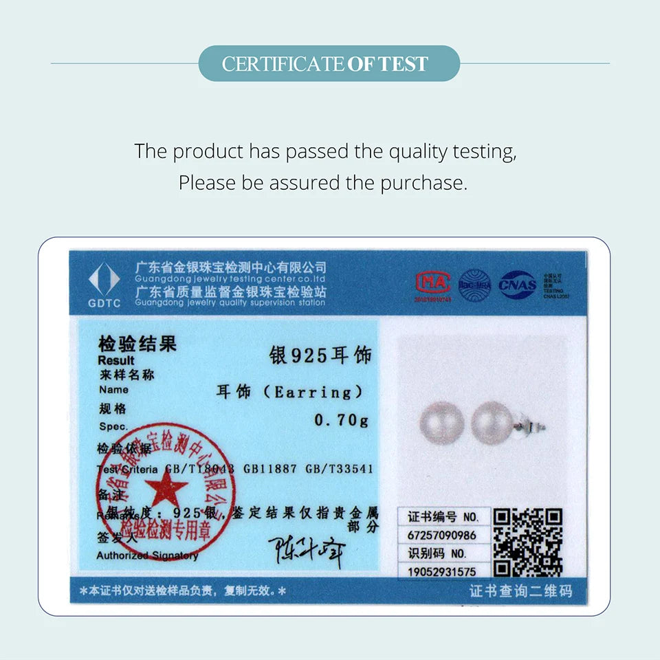 BAMOER 925 Sterling Silver AAA+ Quality Handpicked Freshwater Cultured Pearl Stud Earrings for Women Hypoallergenic Jewelry Gift