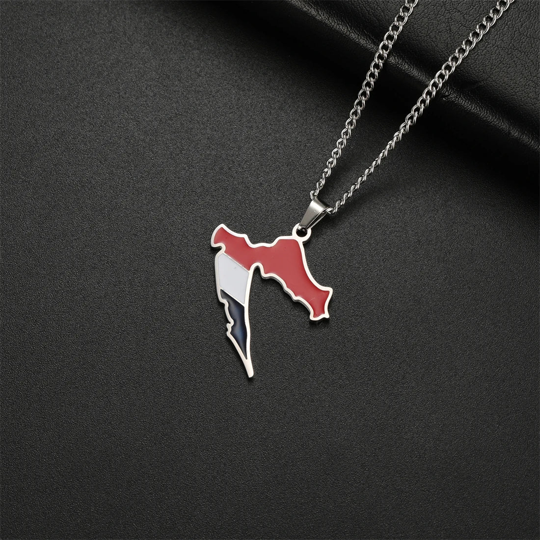EUEAVAN European Country Map Necklace Stainless Steel Drip Oil Poland France Portugal Romania Ukraine Italy Germany Flag Jewelry