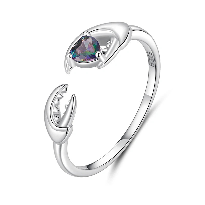 WOSTU 925 Sterling Silver Pisces Zodiac Open Ring Aries Sagittarius Cancer Lucky for Women Birthday Fine Jewelry Gift