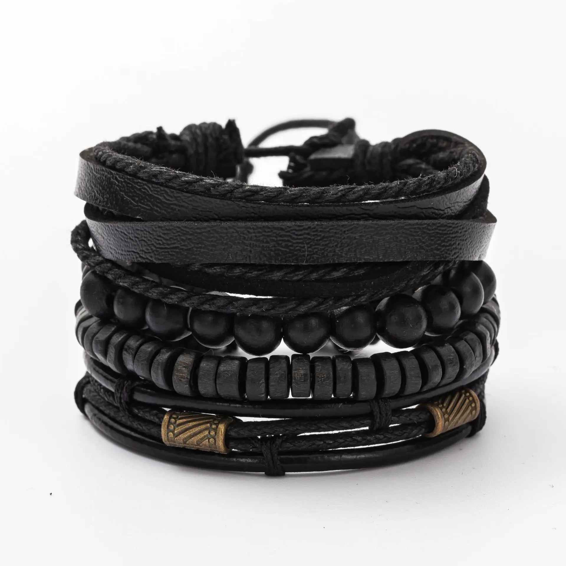 New Raided Wrap Leather Bracelet For Men Vintage Life Tree Rudder Charm Wood Beads Ethnic Tribal Wristband Rope Bracelet Jewelry