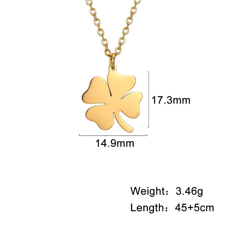 Dreamtimes Lucky Four Leaf Clover Necklace For Women Fashion Snake Chain Stainless Steel Pendant Necklaces Charm Choker Jewelry