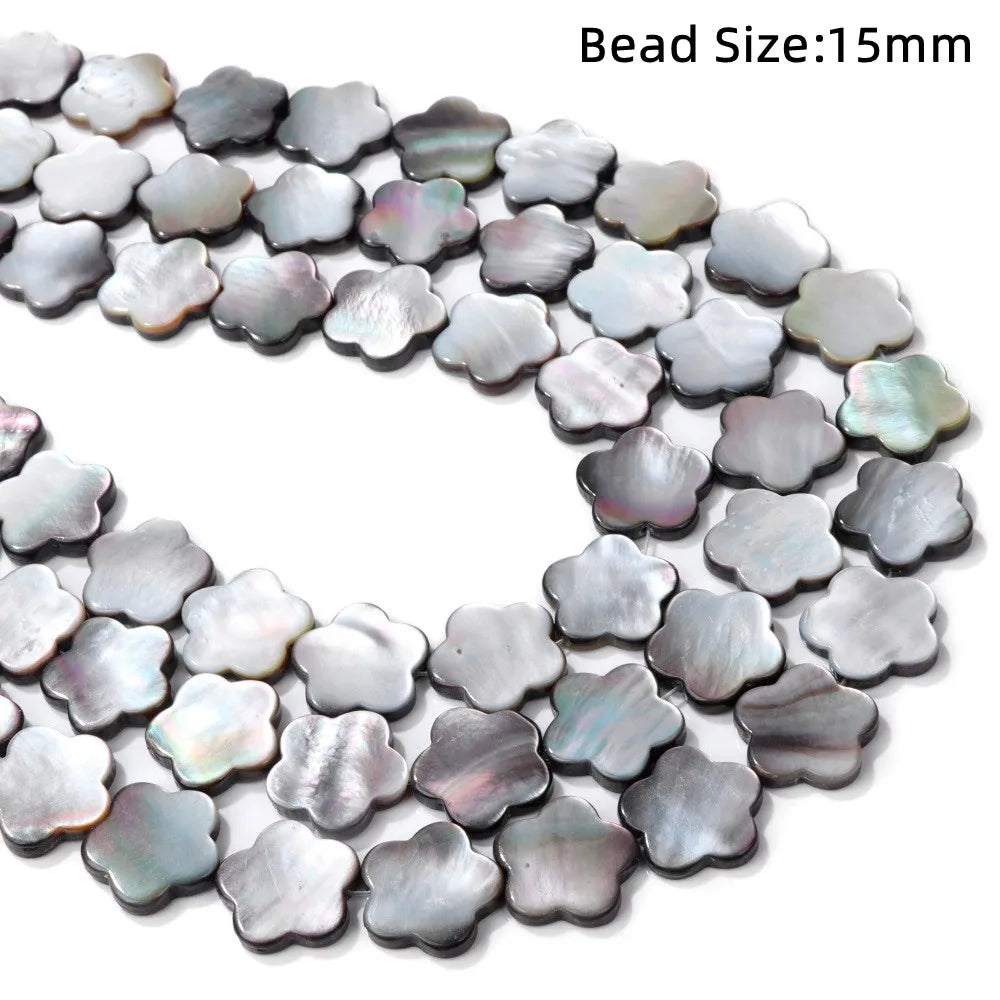 High Quality Natural Shell Beads Grey Mother of Pearl Heart Square Round Spacer Beads For Jewelry Making DIY Bracelet Handmade