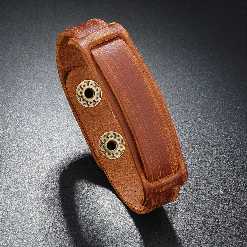 MKENDN Punk Style Multilayer Braided Leather Bracelet Vintage Men Bicycle Chain Bracelet Stainless Steel Easy Buckle Male Gift