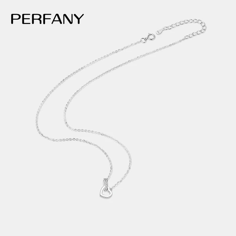 PERFANY All Moissanite Necklace for Women S925 Pure Silver Double Heart Design Laboratory Diamond Pendant Fashion Luxury Jewelry - Madeinsea©