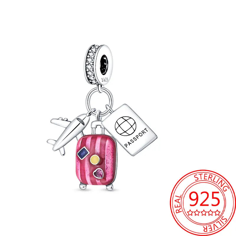 925 Sterling Silver Paris Tower Aircraft Travel Charm Pendant Beads Fit Charm Original Bracelet for Women Jewelry Making