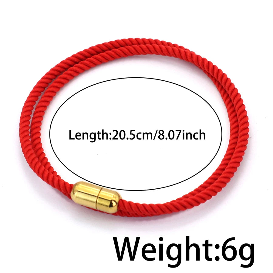Simple Style Man Rope Bracelet Stainless Steel Magnet Buckle Luck Red Cord Chain Braslet Grade A Fabric Bilayer Charm Braclet