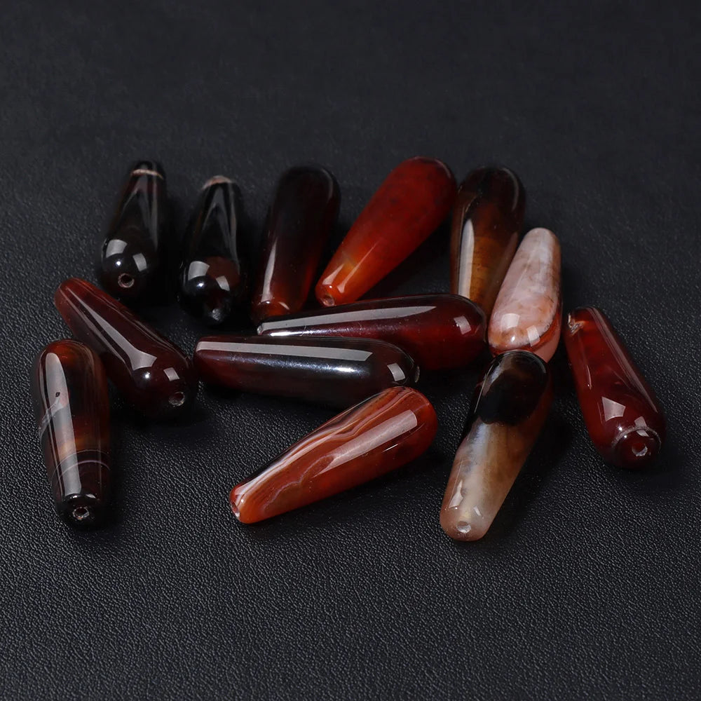 Natural Water Drop Stone Bead 10x30mm Chalcedony Amethysts Agates Loose Spacer Charms Bead For DIY Bracelet Earrings Accessories