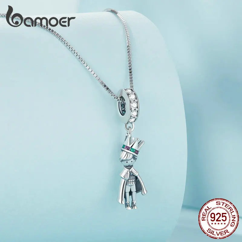 BAMOER 925 Sterling Silber Prinz des Meeres Anhänger Charms für Original Armband oder Halskette 925 Silber Perlen Bijoux DIY