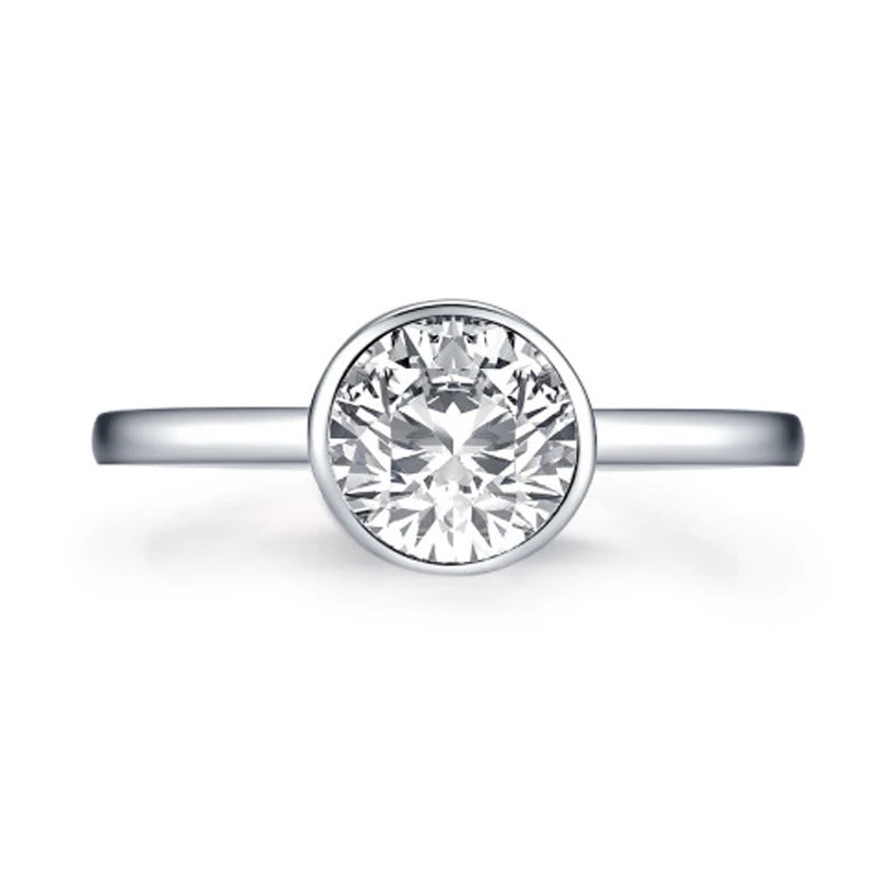 OXTAO 1.0ct Solitaire Rings 925 Sterling Silver Classic Round Cut Cubic Zirconia Engagement Promise Wedding Band Ring Jewelry