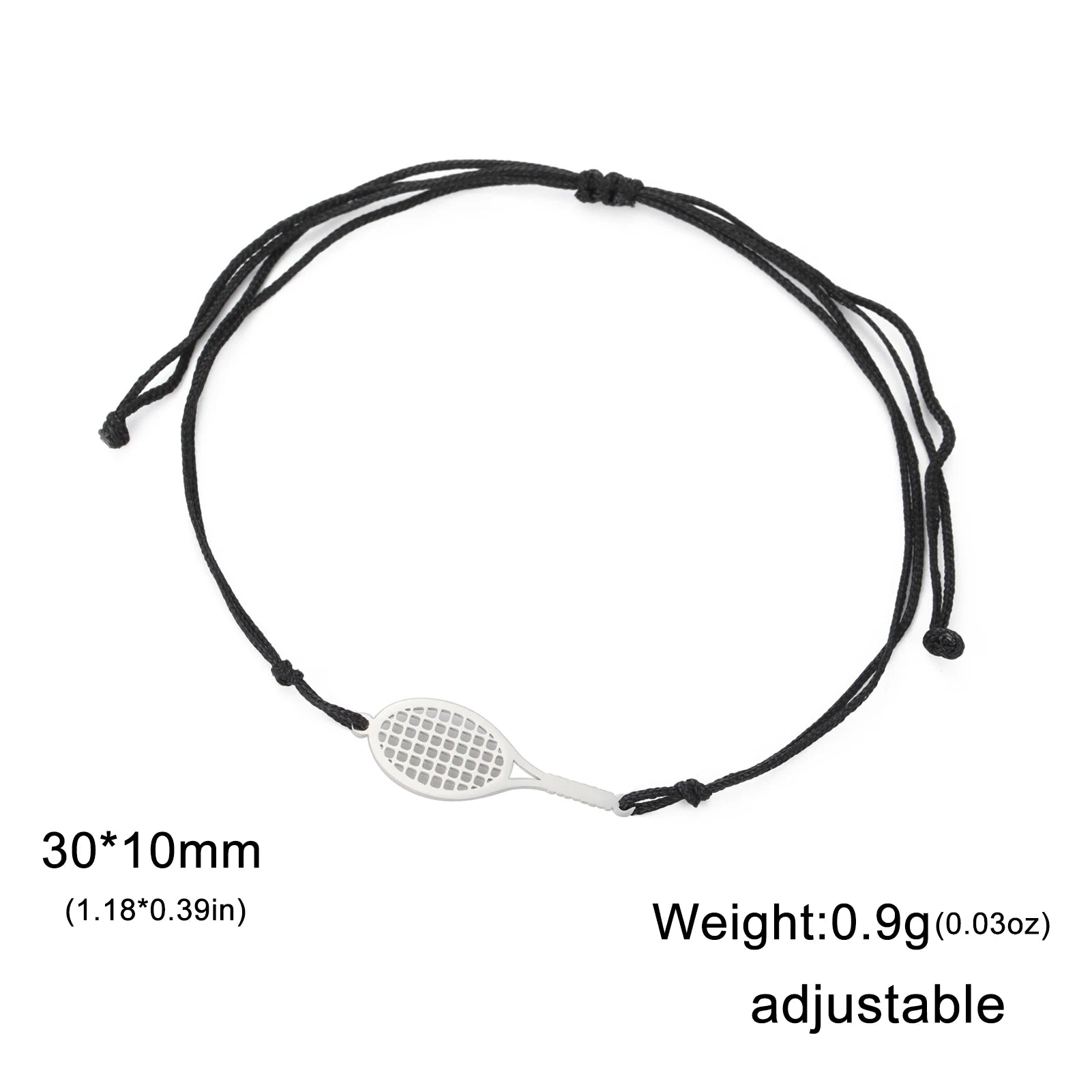 Dreamtimes Tennis Badminton Racket Bracelets Hand Braided Lucky Black Red Rope Sport Stainless Steel Pendant Charm Jewelry Gift