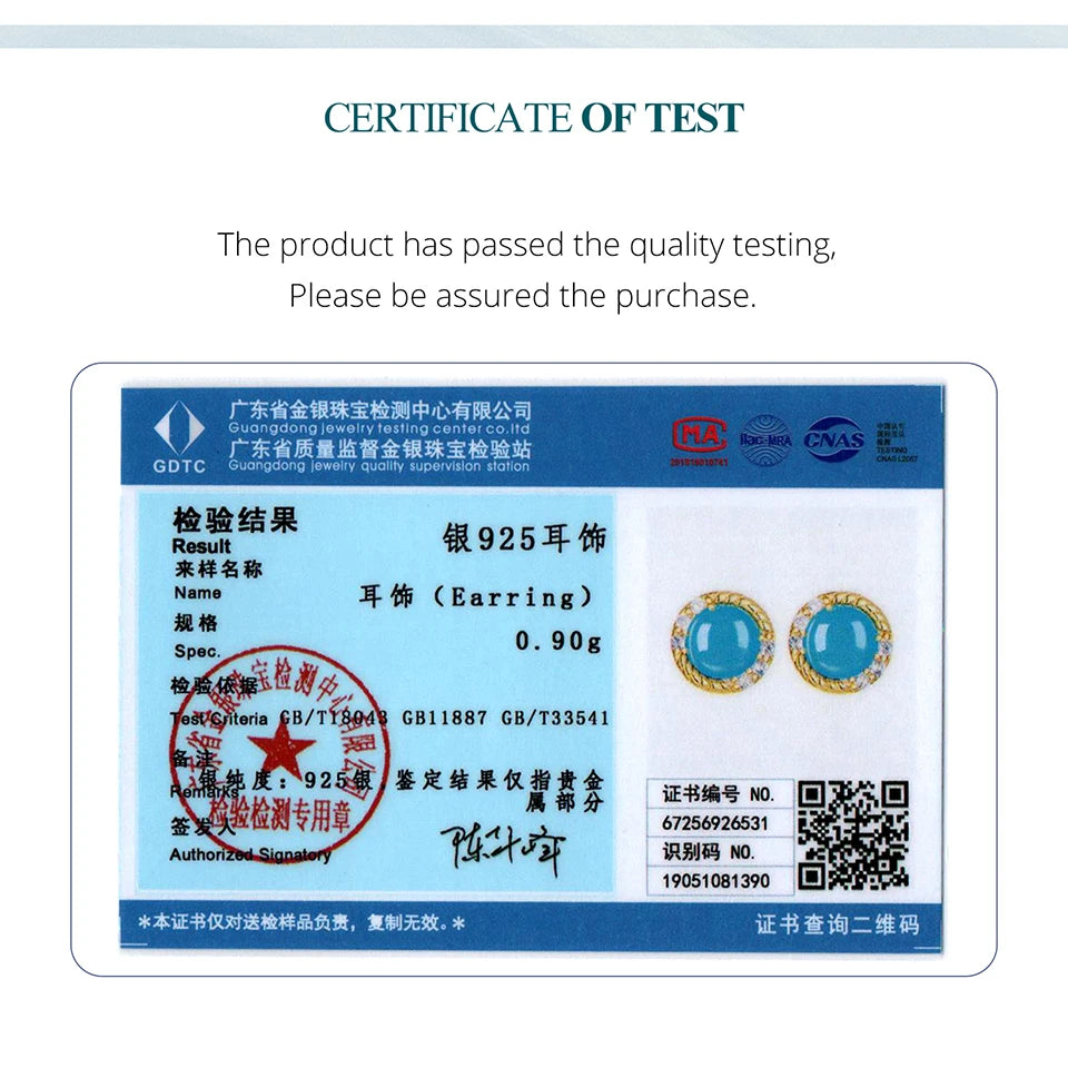 BAMOER Ohrstecker aus 925 Sterling Silber mit Türkis-Halo und Zirkonia-Besatz für Damen und Mädchen, Vintage-Ohrringe, vergoldet