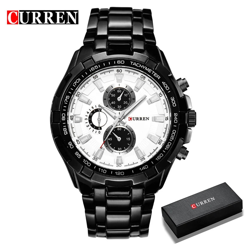 CURREN 2018 New Luxury Fashion Analog Military Sports Men Watches Full Steel Band Black Quartz Male Clock Relogio Masculino