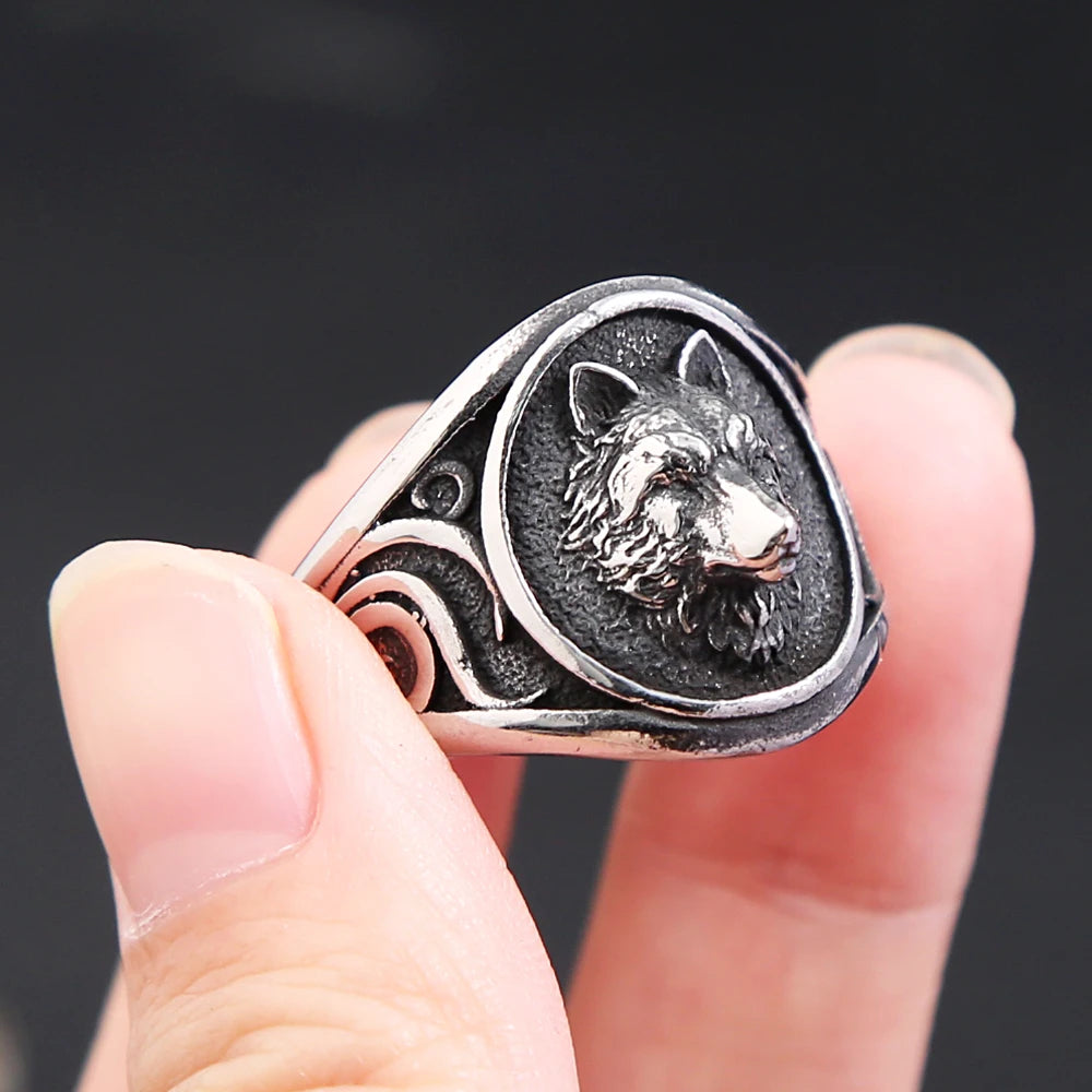New Creative Viking Wolf Head Ring For Men Women Punk Fashion Stainless Steel Animal Rings Vintage Jewelry Gifts Dropshipping