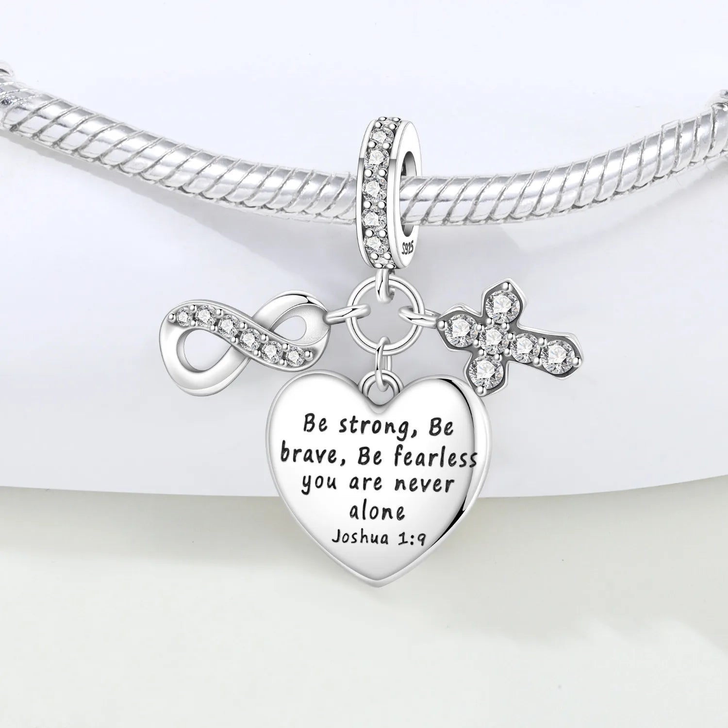 PANPOKI 925 Sterling Silver Eternal Bible Religious Symbol Beads Original Pendant Bracelet Charm Jewelry Party DIY Trendy Gifts