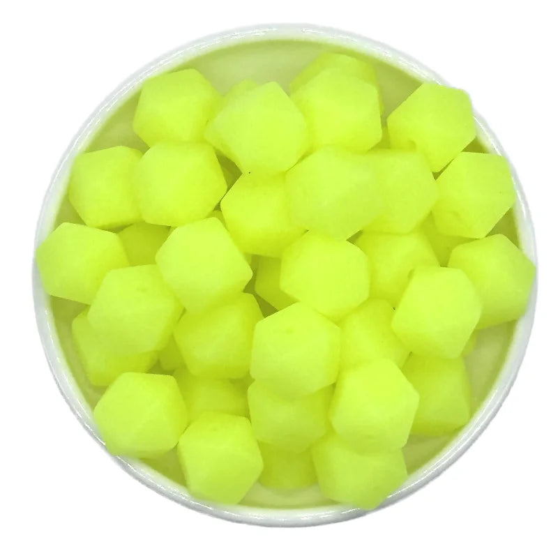 14mm 10/20pcs luminous hexagon silicone beads DIY necklaces Jewelry bracelets bag chains key chains car decoration chains beads