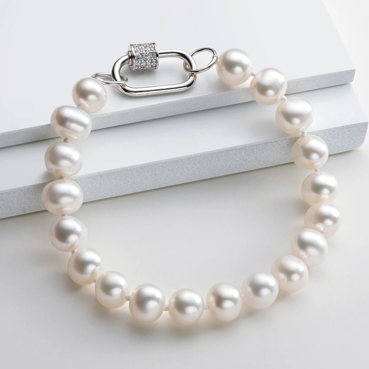 OXTAO 925 Silver Natural Freshwater Pearl Bracelet Women'S Daily Wear Elegant Bracelet Jewelry Anniversary Birthday Gift