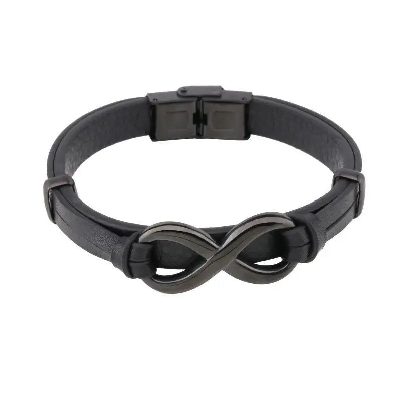 Fashion Leather Bracelet Infinity Logo Stainless Steel Men'S Bracelet Jewelry For Men Valentine'S Day New Year Gift Custom Logo