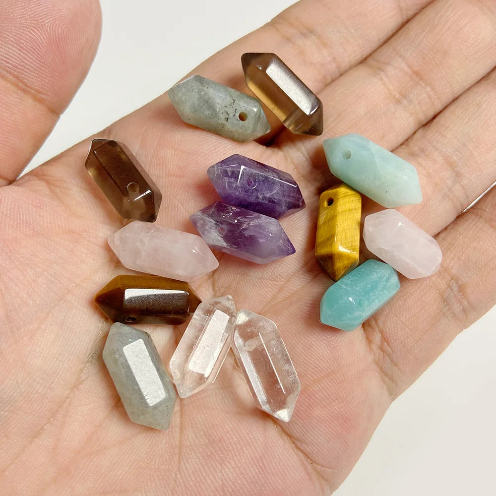 High Quality Hexagon Shaped Pendant Natural Amazonite Amethysts Energy Ore Stone Bead For Jewelry Making DIY Necklace Bracelet