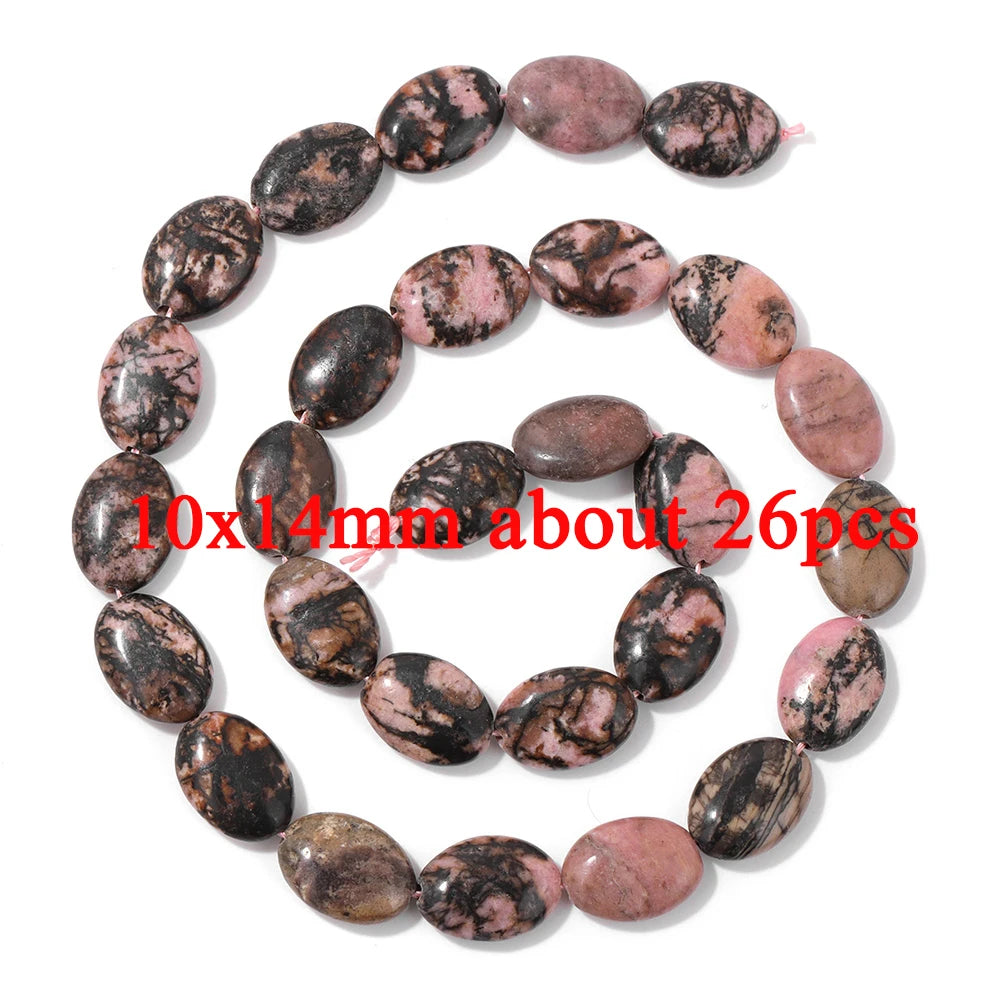 Wholesale Natural Pink Black Rhodonite Stone Beads Round Oval Rondelle Loose Spacer Gem Bead For Jewelry Making DIY Accessories