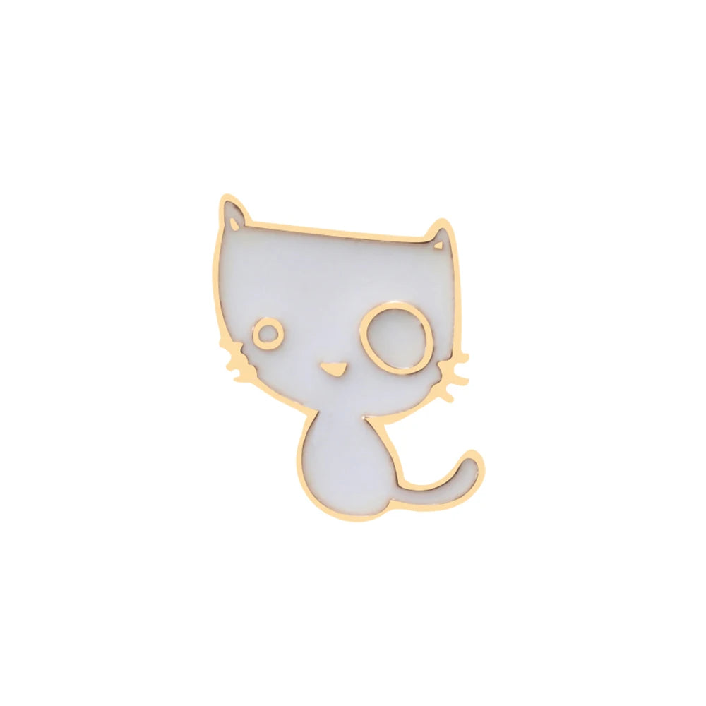Cat Lover Collection Brooches Cute White Black Cat Badges Pins Sleepy Hug Kitty Enamel Pins Coat Hat Animal Decoration Jewelry