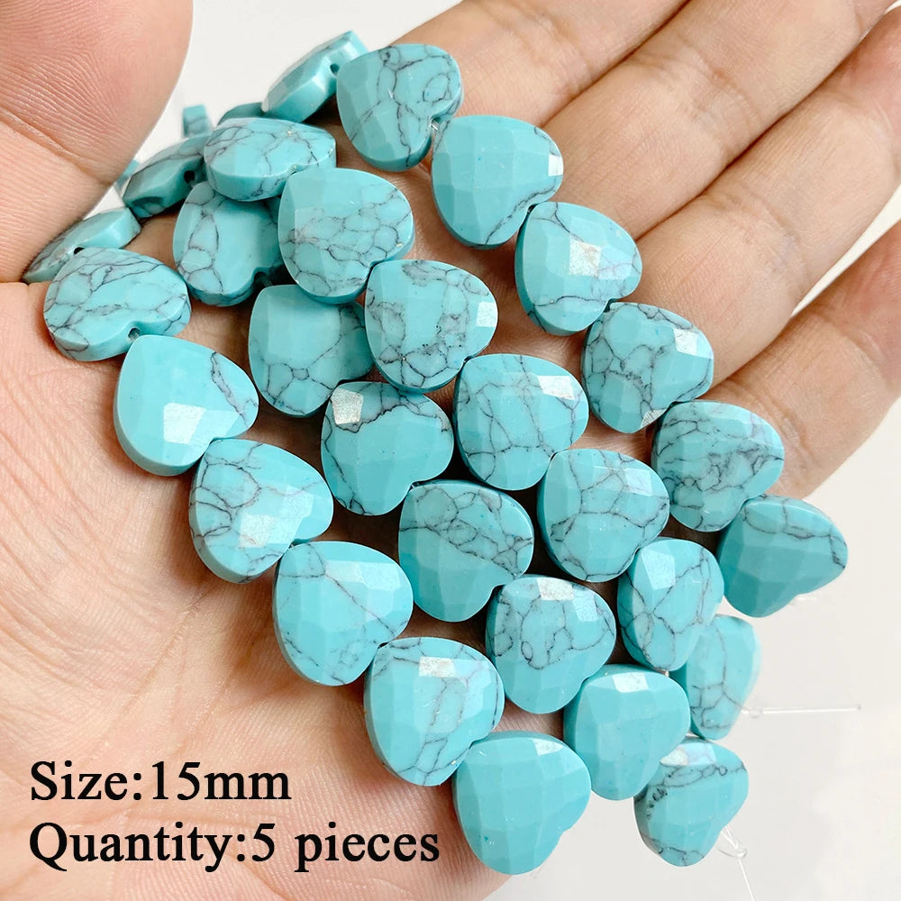 Wholesale Blue Turquoise Stone Beads Round Square Rondelle Irregular Loose Spacer Bead For Jewelry Making DIY Bracelet Necklace