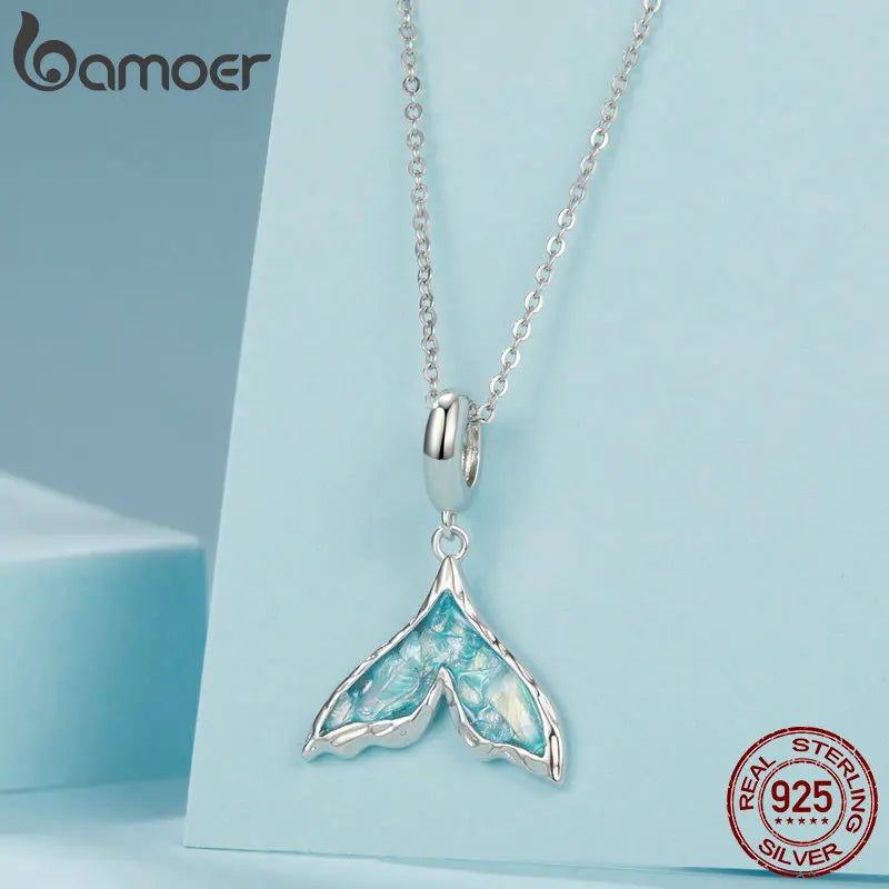 BAMOER Solid 925 Sterling Silver Mermaid Tail Pendant fit Original Bracelet DIY Bamoer Charm for Jewelry Making SCC2911
