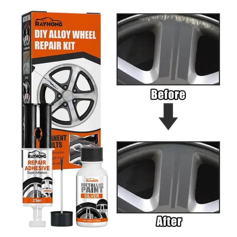 DIY Alloy Wheel Repair Kit Wheel Scratch Repair Kit Wheel Scratch Repair Kit For Damage To Alloy And Steel Wheels Auto Rim Dent - Madeinsea©