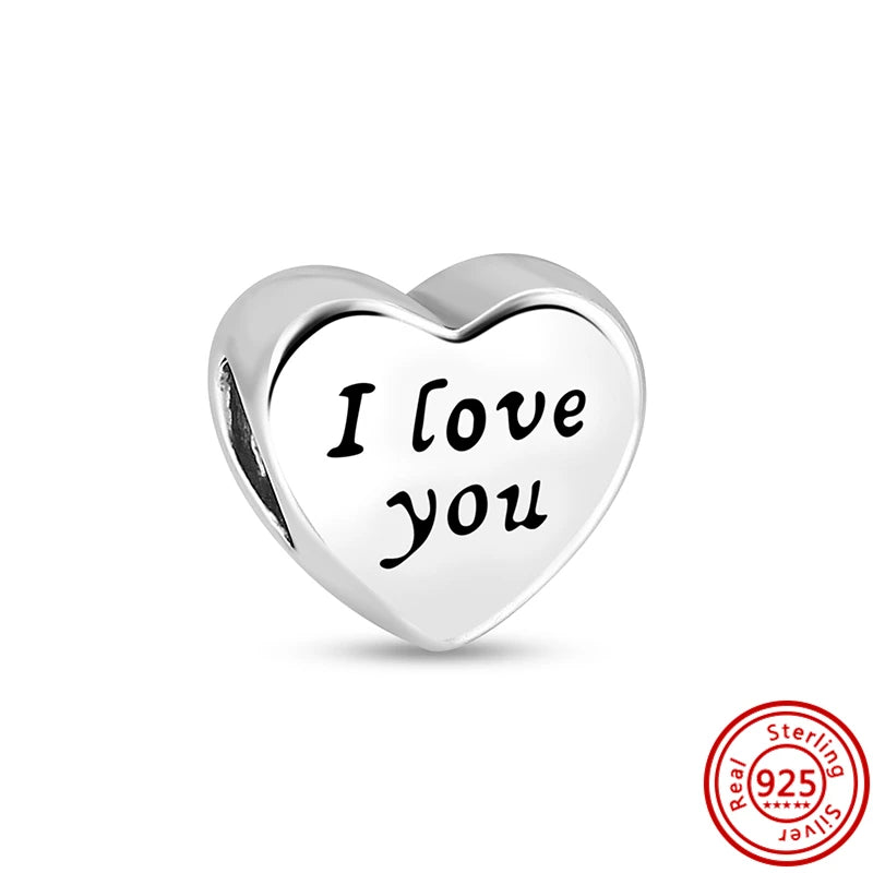 Authentic 100% 925 Sterling Silver Fit Original Pantaro Charms Bracelet Heart Round Style Simple Beads Women DIY Jewelry Making