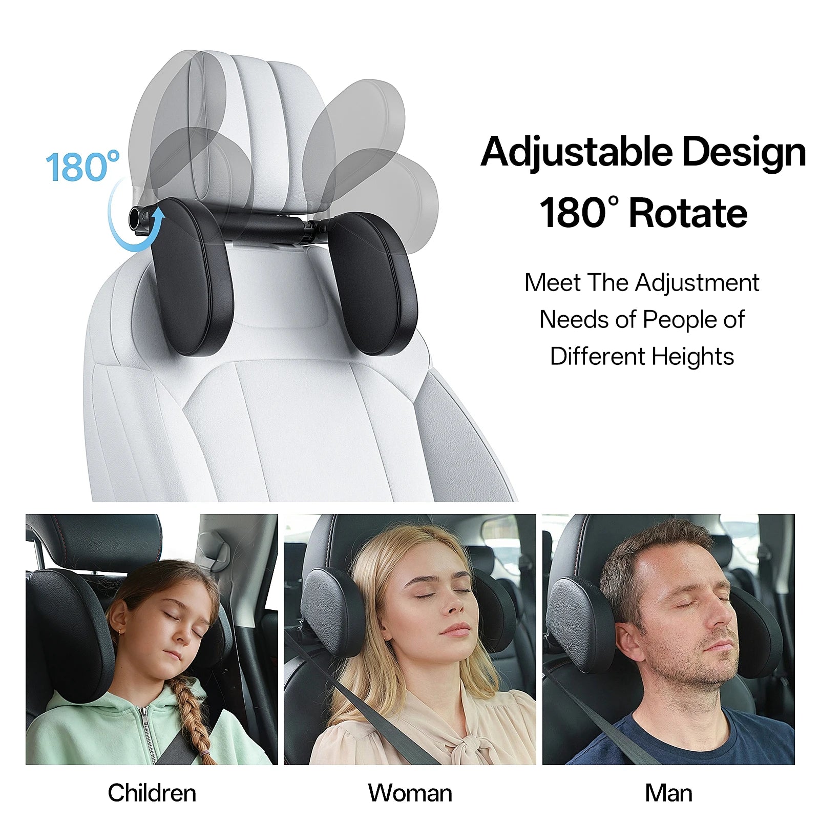 Ergonomic Car Side Sleep Pillow, Durable PVC Leather Memory Foam Headrest Pillow, All-Season Comfort Pillow for Travel Napping R - Madeinsea©