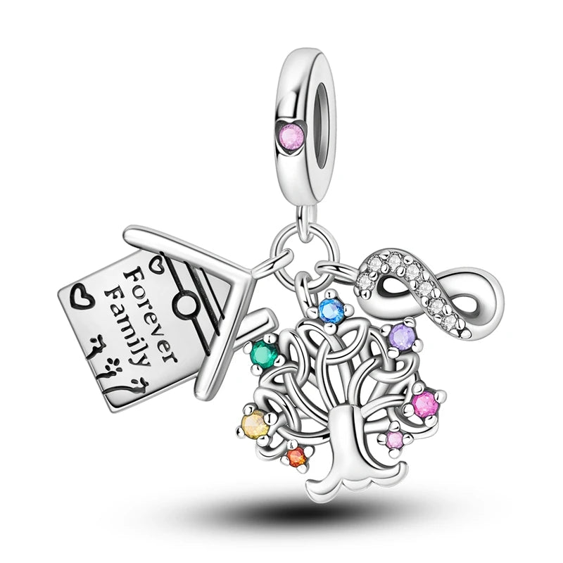 New 925 Sterling Silver Charm Love Heart Warm Family Series Beads Fit Original Charms Bracelets Pendant DIY Jewelry Gift - Madeinsea©