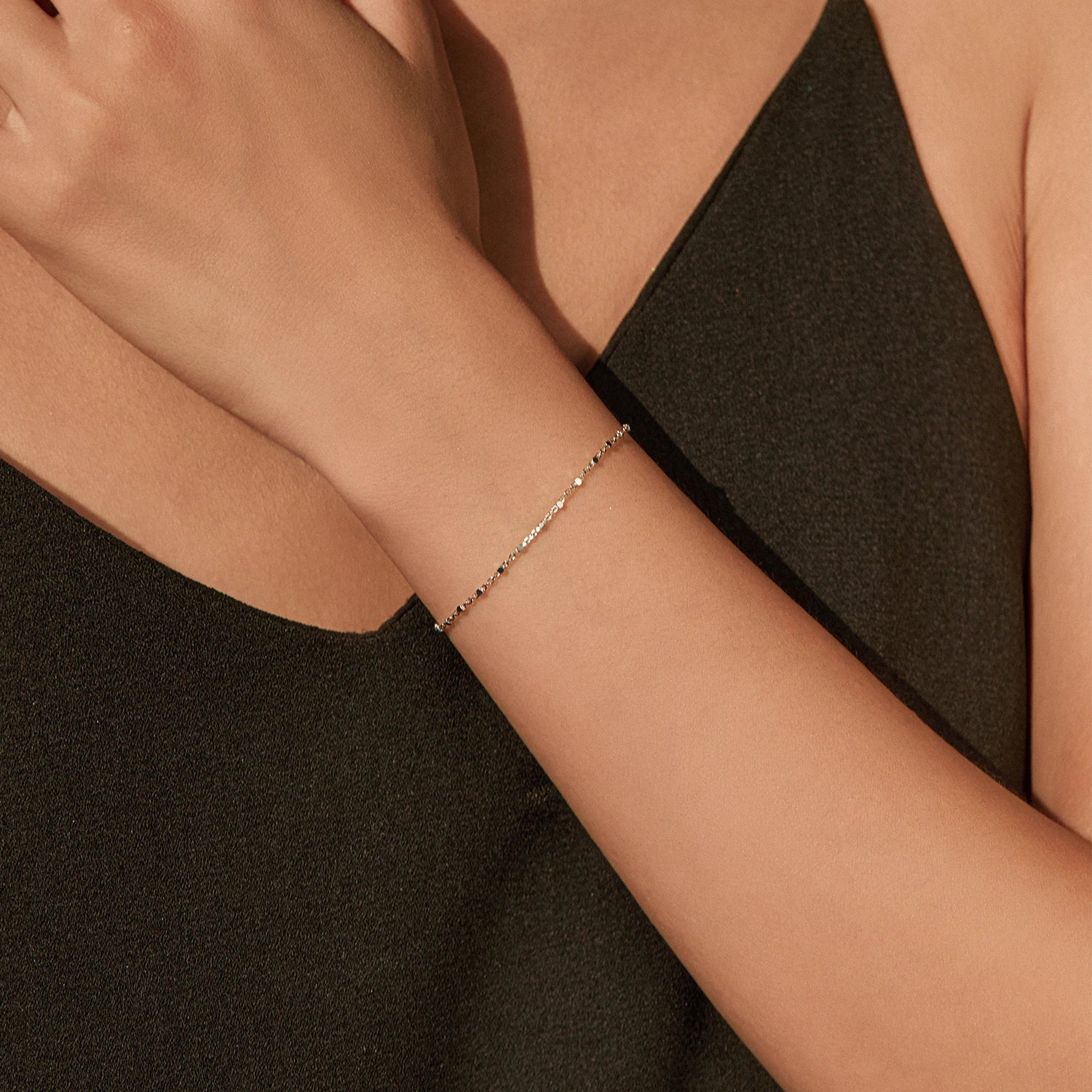 MODIAN 925 Sterling Silver Fashion Simple Geometric Beads Link Chain Charm Bracelets For Women Daily Office Fine Jewelry