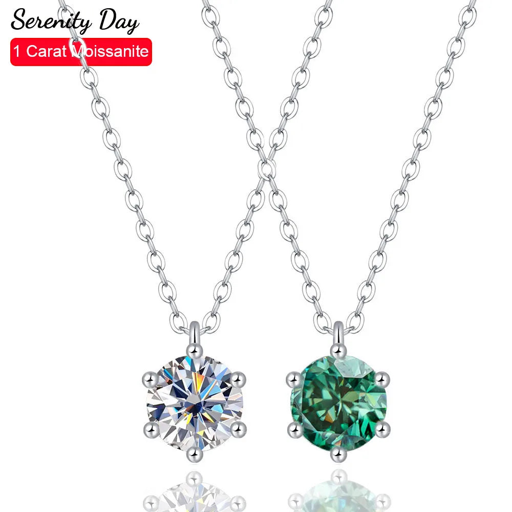 Serenity 1ct 2ct 3ct 5ct D Color Moissanite Pendant Necklace For Women Gift 100% S925 Sterling Silver Plated 18K Neck Chain GRA