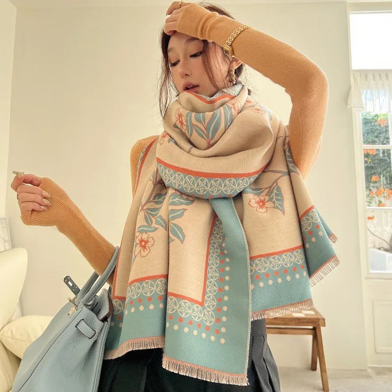 Print Cashmere Scarf Women Thick Warm Winter Blanket Brand Female Luxury Quality Shawl Wrap Bufanda 2025 Poncho Echarpe Pashmina