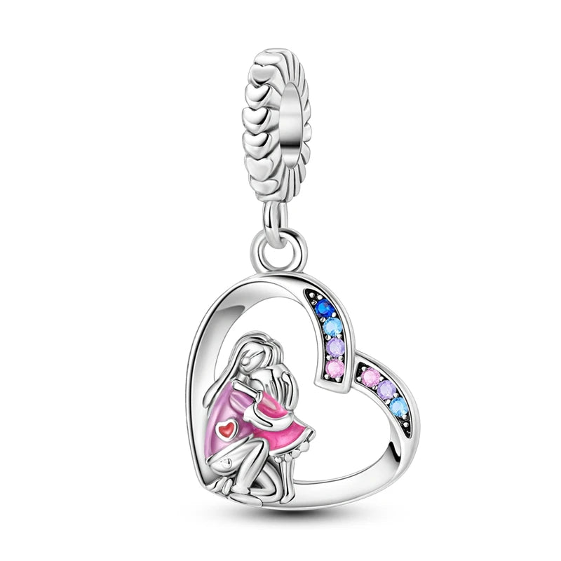2024 Hot Sales 925 Sterling Silver Pink Charm Beads Pendent For Original Bracelets Charm Dangle Women Gril Jewelry Gifts