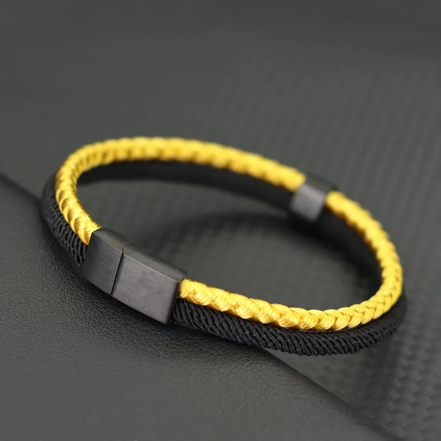 Grade A Keel Rope Bracelet Men Unfading Detachable Magnet Buckle Bangle Leisure Pulseira Homme Bicolor String Wrap Braclet Joias