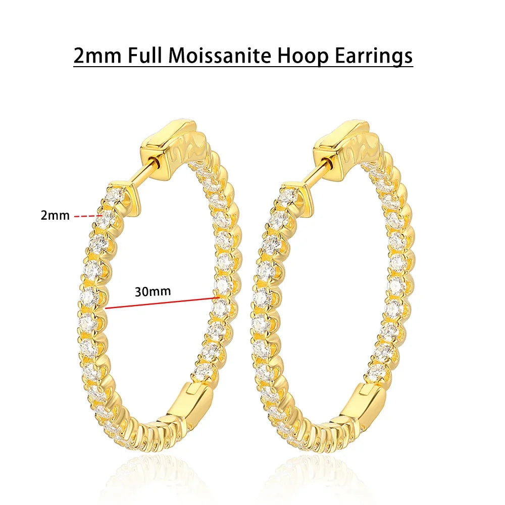 Serenity 31cttw 5mm D Color Moissanite Hoop Earrings For Women Wedding Bridal S925 Silver Earrings Anniversary Gift Fine Jewelry